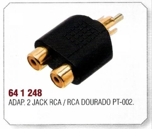 ADAPTADOR 2 JACK RCA X RCA DOURADO MACHO PT-002 - 64 1 248 -